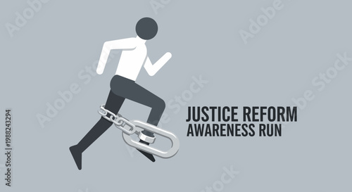 Justice Reform Awareness: A Symbolic Runner Chained, Advocating for Change and Freedom