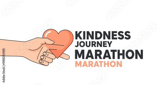 Kindness Journey Marathon: Heart in Hand Illustration Depicting Love and Unity
