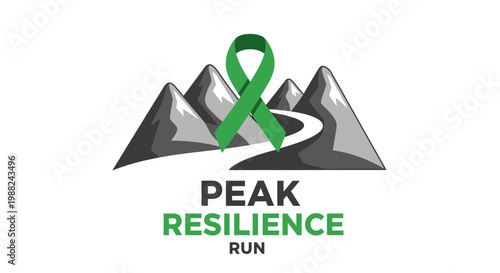 Inspiring Green Ribbon Mountain Logo Design Promoting Strength and Endurance for a Run