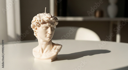 Bust of David candle classical sculpture replica decorative home accent for interior design soft natural light