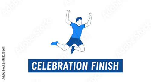 Joyful Athlete Celebrates Victory Leap Achievement End Goal Success