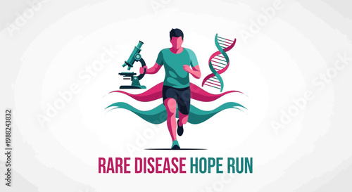 Inspiring Running Illustration for Rare Disease Awareness and Medical Research