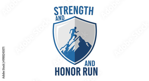 Inspiring Running Logo Depicting Strength, Perseverance, and The Pursuit Of Honor On The Mountain