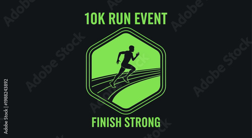 Inspiring Running Marathon Illustration: A 10K Run Event Design with Vibrant Green Energy