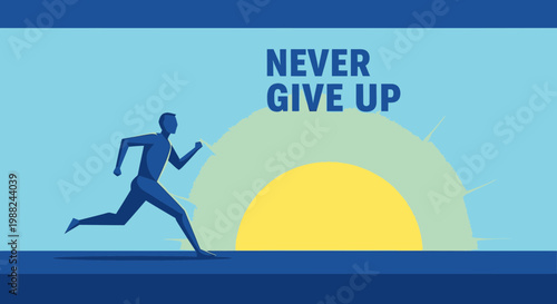 Inspiring Running Silhouette With Motivational Phrase Against Creative Sunrise Background