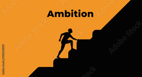 Inspiring Silhouette Ascending: Reaching Heights Symbolizing Ambition and Success