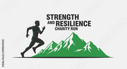 Inspiring Silhouette Runner Reaching Peaks, Demonstrating Strength and Resilient Spirit