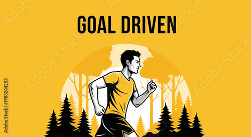 Inspiring Illustration Depicting a Runner Embodying Goal-Oriented Determination And Focus