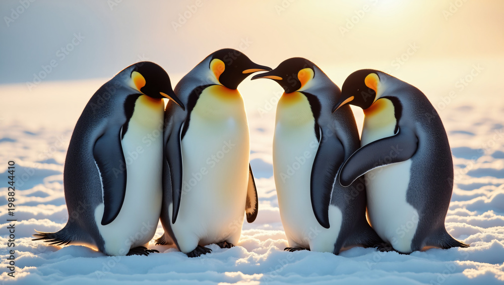 Obraz premium Group_of_penguins_with_distinct_facial_expressions_