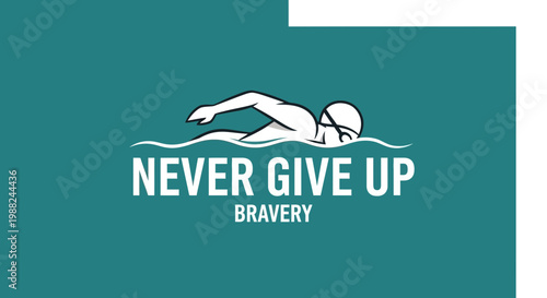 Inspiring Swimming Illustration Representing Bravery and Undying Perseverance