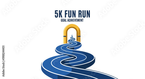 Inspiring Illustration of a 5k Fun Run Event with the Goal Achievement Concept