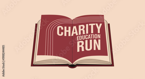 Inspiring Illustration of a Charity Education Run, Depicting the Power of Giving and Knowledge