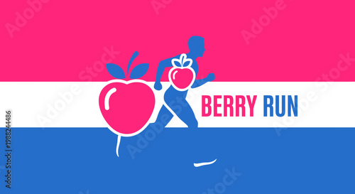 Inspiring Illustration of a Berry Run, Sport Theme, Creative Visual Concept and Design