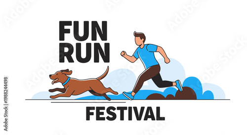 Joyful Fun Run Event With Dog And Owner, Suitable for Festival and Community Activities
