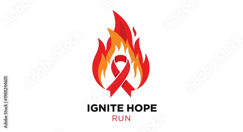 Inspiring Symbol of Hope and Resilience Depicted With Fiery Flames Igniting Awareness