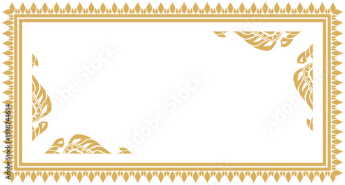Gold vintage ornamental frame and border design with ethnic pattern.