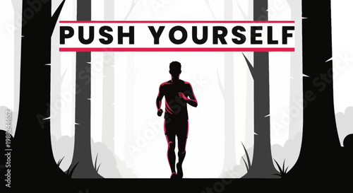 Inspiring Illustration of A Runner in Forest, Encouraging Self-Improvement and Resilience