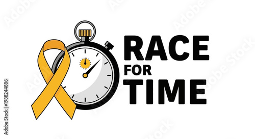 Inspiring Visual Communicating Hope Awareness With Stopwatch And Yellow Ribbon Illustration