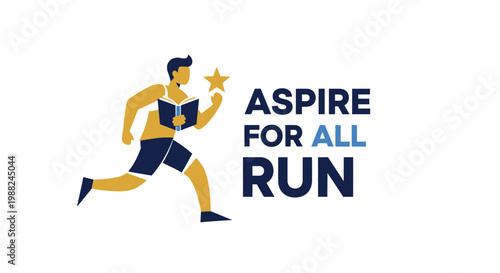 Inspiring Imagery Featuring A Person Running, Holding Book And a Star: Aspire to All Run Concept