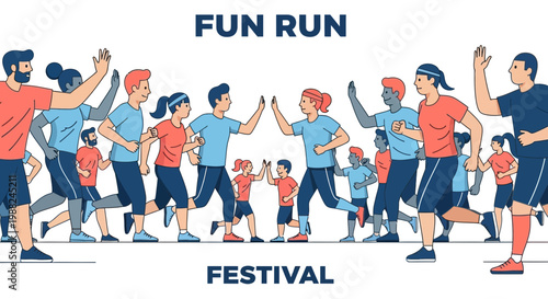 Joyful Marathon Illustration Depicts Community, Sportsmanship, And Outdoor Event Celebration