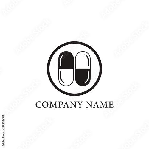 Company logo features two capsules in a circle with text below