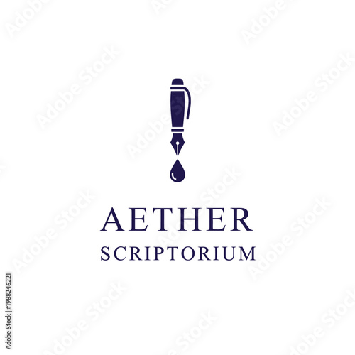 Premium solar energy logo features a stylized quill pen