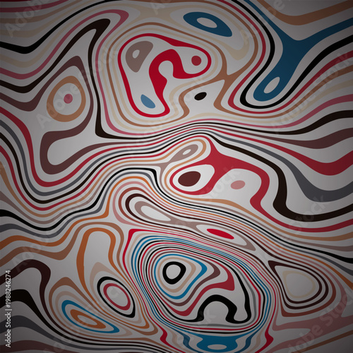 Abstract Illustration Marbled Texture Liquify Psychedelic Colorful Design. Optical Illusion Background Vector