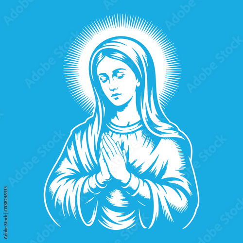 Vector illustration of the Virgin Mary. Our Lady of Guadalupe.