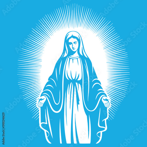 Vector illustration of the Virgin Mary. Our Lady of Guadalupe.