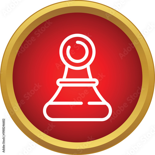 Chess pawn outline in a red circle with a golden border symbolizing strategic thinking