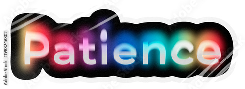 Canvas Print Patience png word sticker, neon psychedelic typography, transparent background