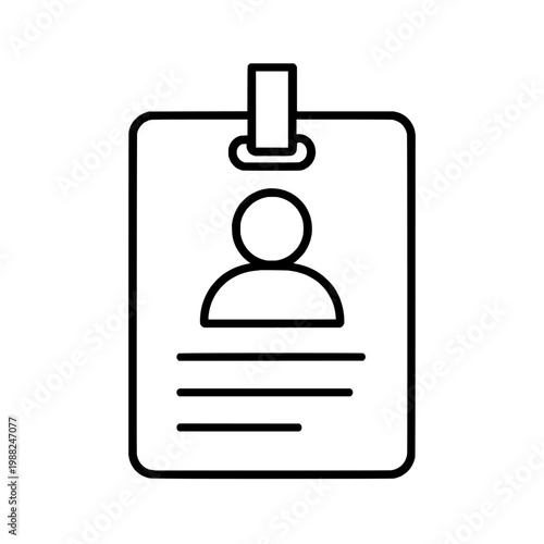 Black line icon of an identification badge or id card