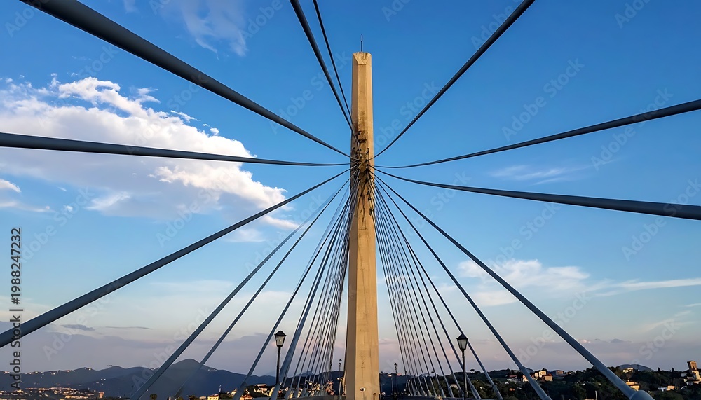 Fototapeta premium Cable-stayed bridge tower (1)