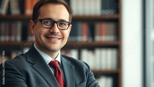 banker. A confident financial advisor in a suit, exuding professionalism in a softly lit office. pitch deck slides.