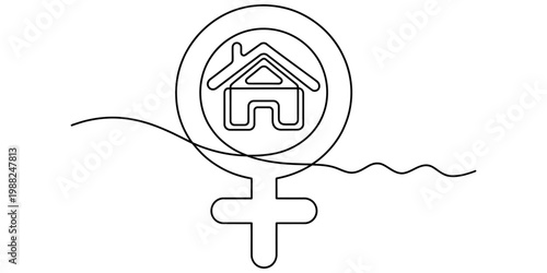 Woman holding a yoga mat continuous line drawing