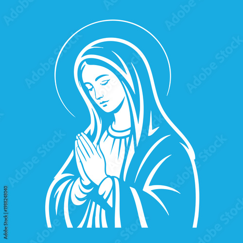 Vector illustration of the Virgin Mary. Our Lady of Guadalupe.