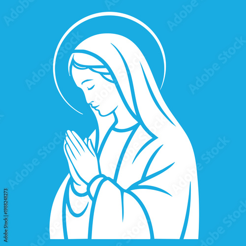Vector illustration of the Virgin Mary. Our Lady of Guadalupe.