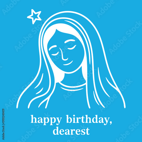 Vector illustration of the Virgin Mary. Our Lady of Guadalupe.