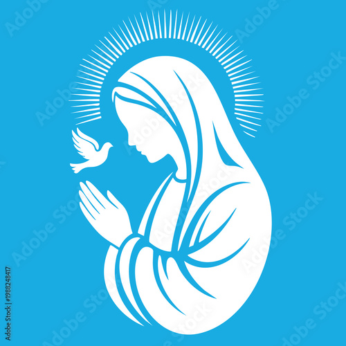 Vector illustration of the Virgin Mary. Our Lady of Guadalupe.