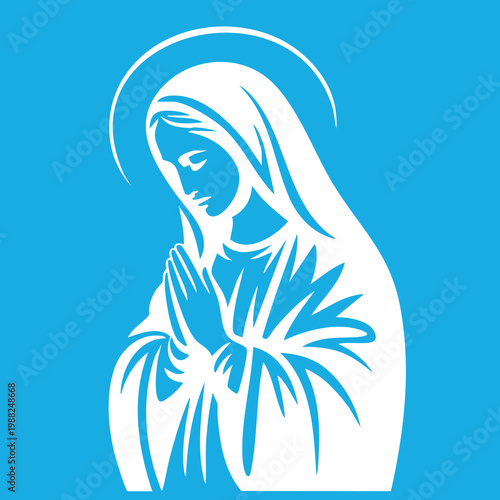 Vector illustration of the Virgin Mary. Our Lady of Guadalupe.