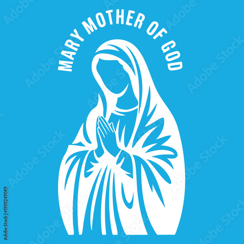 Vector illustration of the Virgin Mary. Our Lady of Guadalupe.