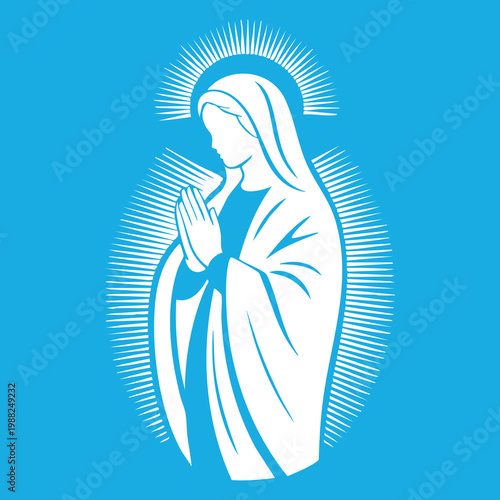 Vector illustration of the Virgin Mary. Our Lady of Guadalupe.