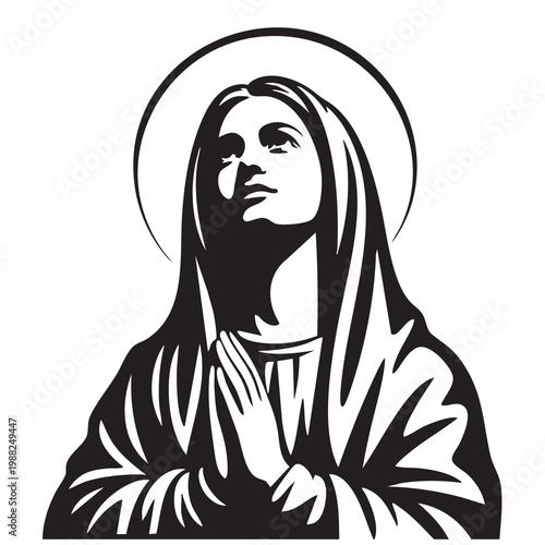 Vector illustration of the Virgin Mary. Our Lady of Guadalupe.