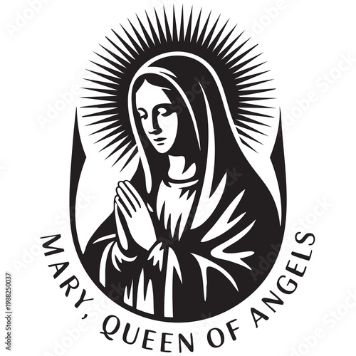 Vector illustration of the Virgin Mary. Our Lady of Guadalupe.