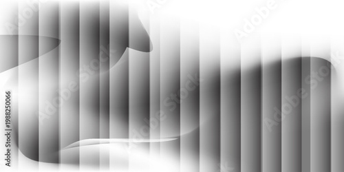Abstract grayscale background with vertical stripe distortion effect, creating a modern glitch and wave-like visual. Smooth gradient transitions blend with soft s, 