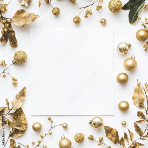 Golden Decorative Elements on White Background.