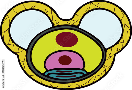 Detailed diagram of a spruce pollen grain structure with air sacs and internal cells, botanical science illustration isolated on white