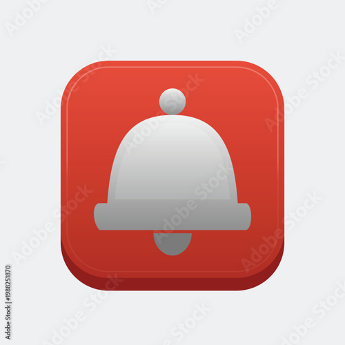 A notification bell icon on a red background with a white gradient