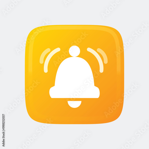 A notification icon with a white bell on a yellow background