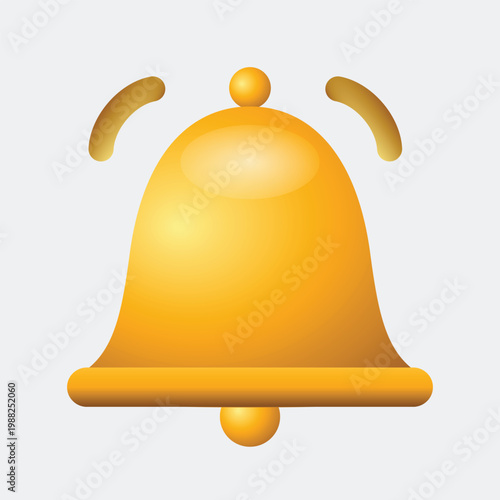A bright yellow bell icon ringing loudly on a plain background